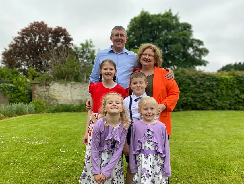 The Power-Quinn family spending time together in the garden